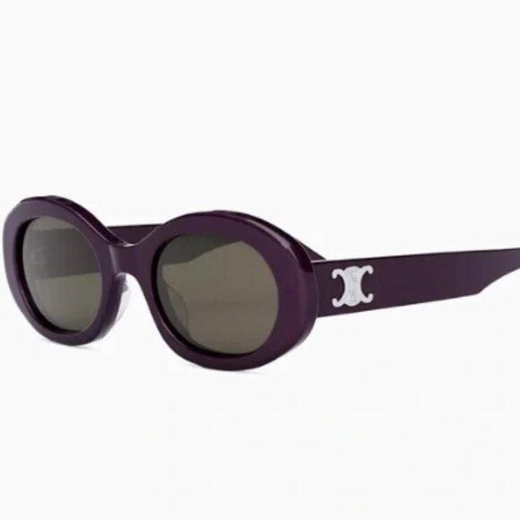 CELINE Triomphe 52MM Oval Sunglasses Violet Burgundy - Picture 1 of 6